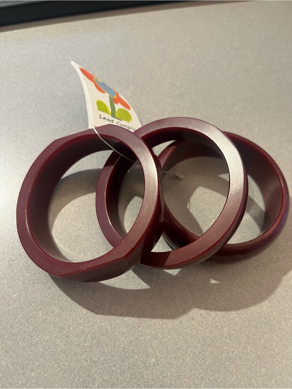 Antika Collection Burgundy Resin Bangle Bracelets - Set of 3